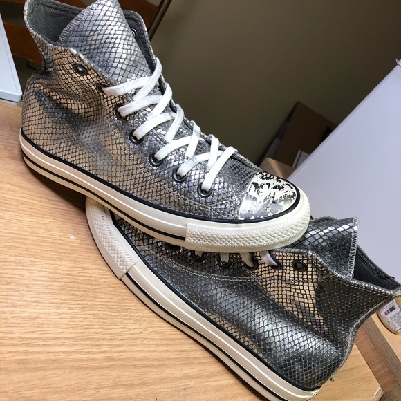 *SOLD!* Converse Metallic Silver Snakeskin Sneaker - Picture 5 of 8